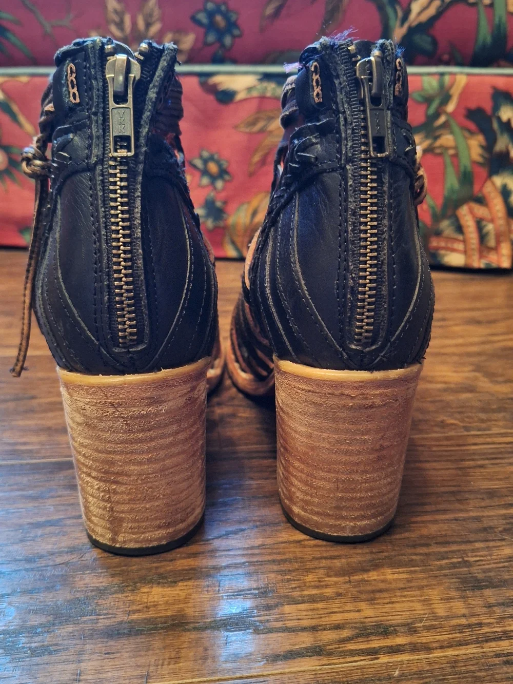 Freebird by Steven Brown and Black Braided Lace-Up Leather Sandals EUC - Picture 2 of 8